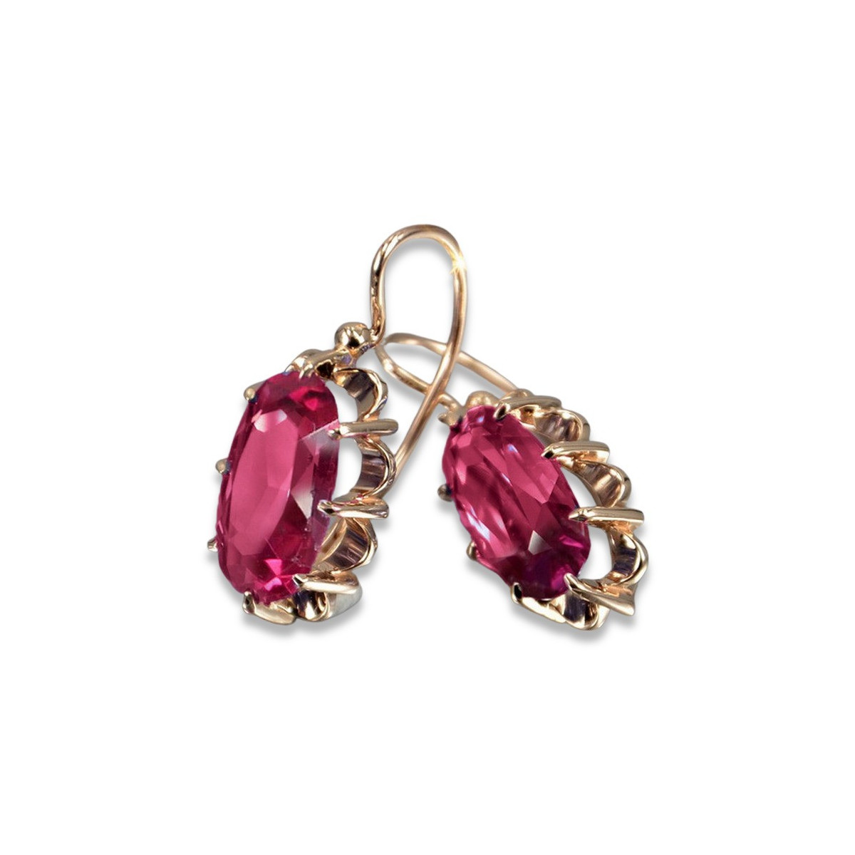 Russe soviétique argent rose or plaqué 925 Alexandrite Rubis Émeraude Saphir Aigue-marine Zircon ... Boucles d’oreilles VEC039RP