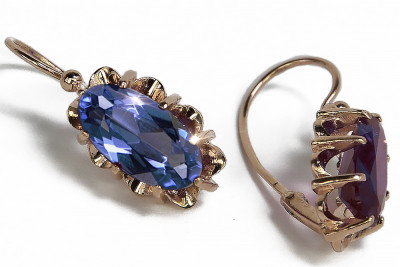 Vintage silver rose gold plated 925 Alexandrite Ruby Emerald Sapphire Aquamarine Zircon ... earrings vec039rp