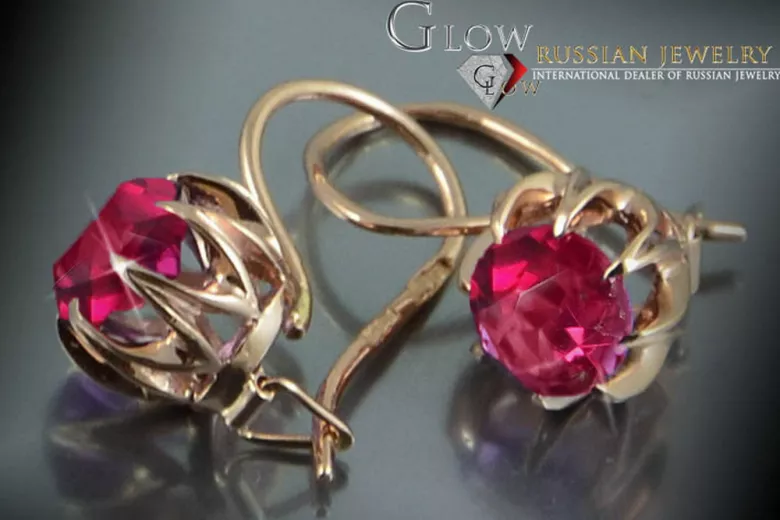 Russe soviétique argent rose or plaqué 925 Alexandrite Rubis Émeraude Saphir Aigue-marine Zircon ... Boucles d’oreilles Vec062RP