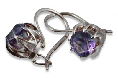 Russe soviétique argent 925 Alexandrite Rubis Émeraude Saphir Aigue-marine Zircon ... Boucles d’oreilles vec062s