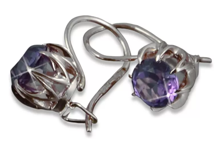 Vintage silver 925 Alexandrite Ruby Emerald Sapphire Aquamarine Zircon ... earrings vec062s