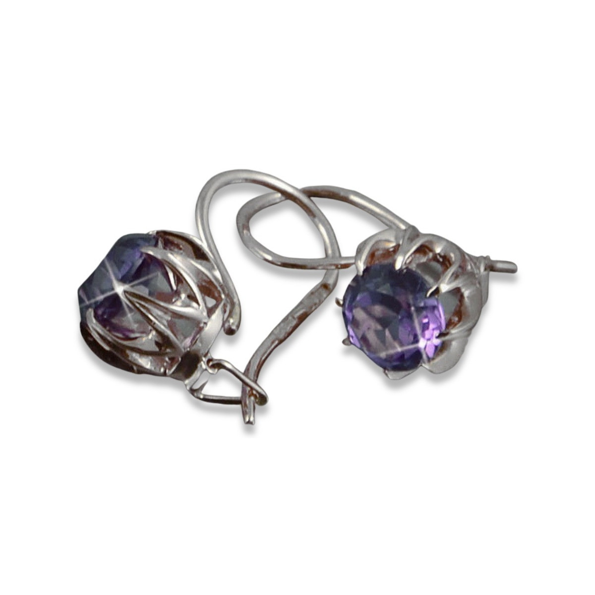 Russe soviétique argent 925 Alexandrite Rubis Émeraude Saphir Aigue-marine Zircon ... Boucles d’oreilles vec062s