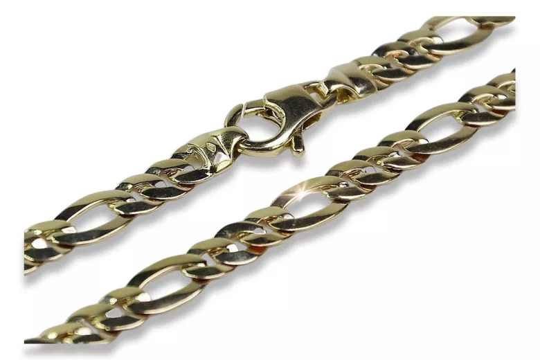 Amarillo italiano 14k 585 oro Pulsera moderna Figaro cb042y