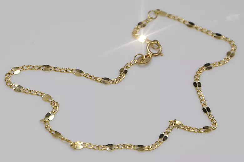 Pulsera única de pierna italiana amarilla de 14k de oro cb077y