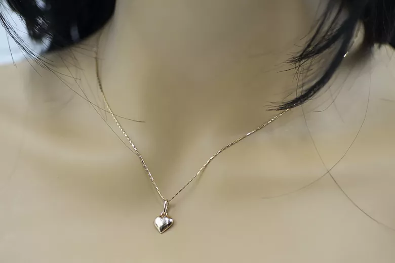 "Or Rose 14 Carats 585 Vintage, Pendentif Coeur Élégant Pas de Pierres" vpn024