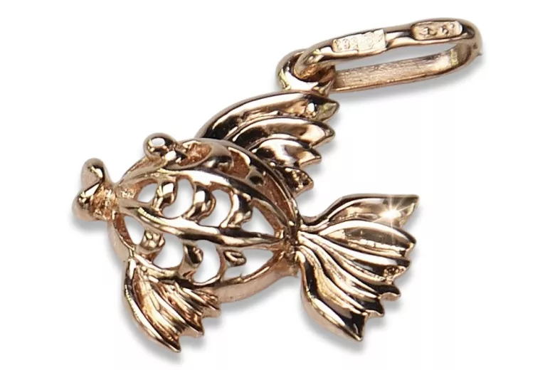 "Superbe Pendentif Poisson 585 en Or Rose 14 Carats Vintage, Pas de Pierres" vpn021