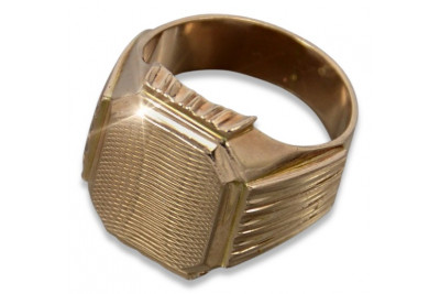 Russian rose Soviet gold jewelry man's ring signet