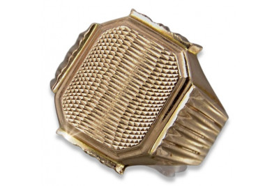 Rosa rusa Joyería de oro soviética anillo de hombre