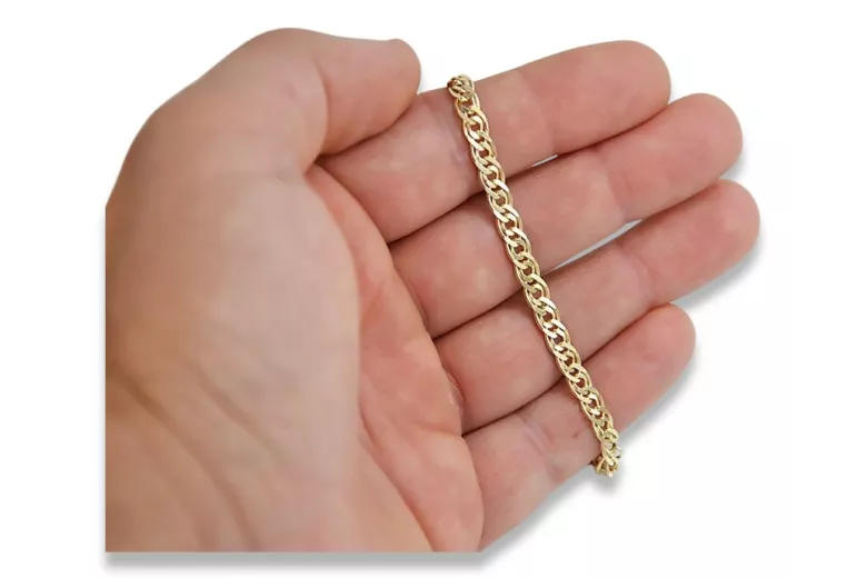 Italienische gelbe Monaliza-Kette aus 14 Karat 585er Gold mit Diamantschliff, cc081y