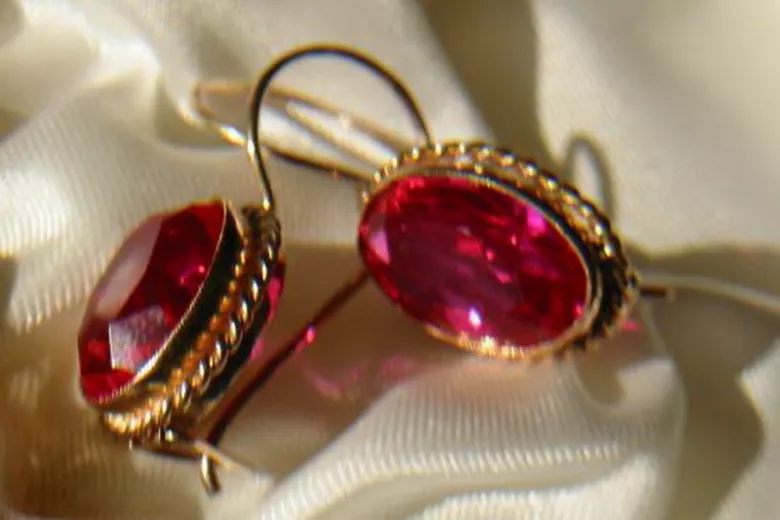 Russe soviétique argent rose or plaqué 925 Alexandrite Rubis Émeraude Saphir Aigue-marine Zircon ... Boucles d’oreilles Vec122RP