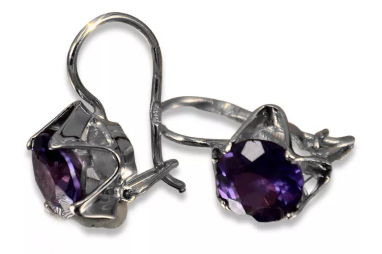 Vintage silver 925 Alexandrite Ruby Emerald Sapphire Aquamarine Zircon ... earrings vec001s