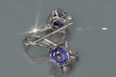 Vintage srebrne kolczyki 925 z Aleksandrytem Rubinem Szafirem Szmaragdem Akwamarynem Cyrkoniami vec142s