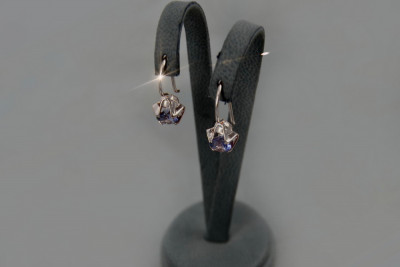 Russisches sowjetisches Silber 925 Alexandrit Rubin Smaragd Saphir Aquamarin Zirkon ... Ohrringe vec142s