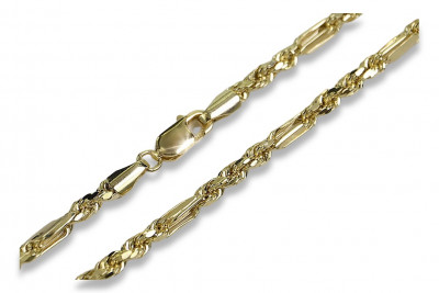 Italian yellow 14k 585 gold Corda Figaro chain cb004y