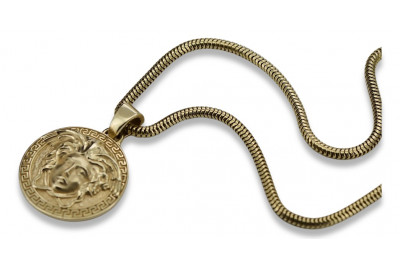 Złota zawieszka Meduza grecki wzór 14k 585 z łańcuszkiem cpn049y&cc020y 20g