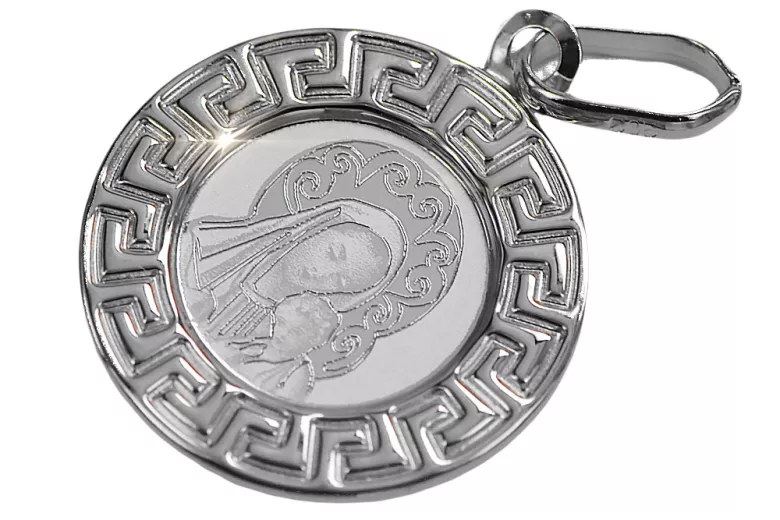 "Exquisite Mary Icon Pendant in 14K White Gold" pm007w