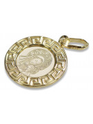 Italian yellow14k gold Mary medallion icon pendant pm007y