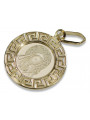 Italian yellow14k gold Mary medallion icon pendant pm007y