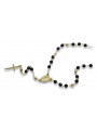 Italian 14k 585 gold rosary chain with onyx stones rcc005y