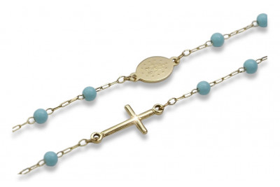 Italian 14k gold rosary turquoise Dolce Gabbana chain rcc007y