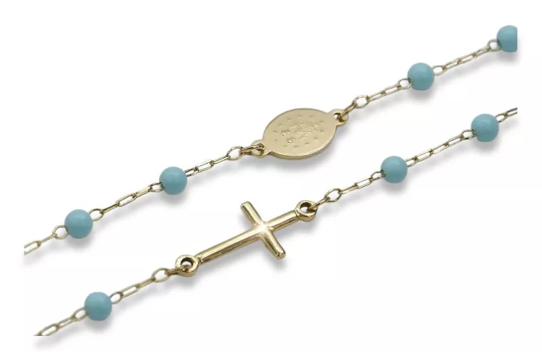 Italian 14k gold rosary turquoise Dolce Gabbana chain rcc007y