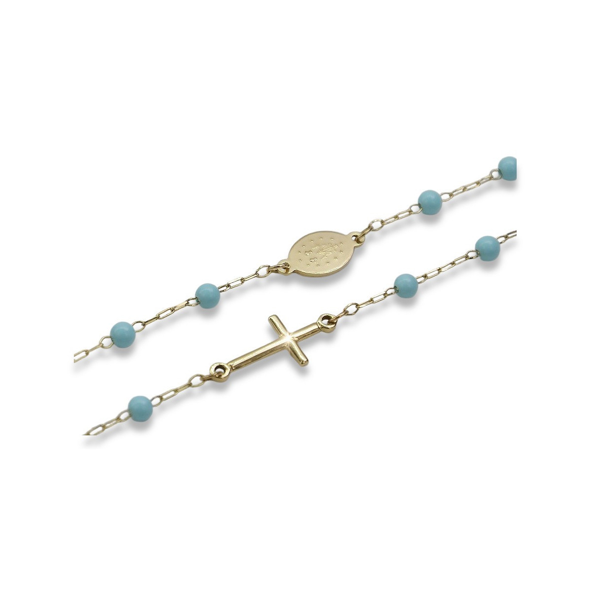 Italian 14k gold rosary turquoise Dolce Gabbana chain rcc007y