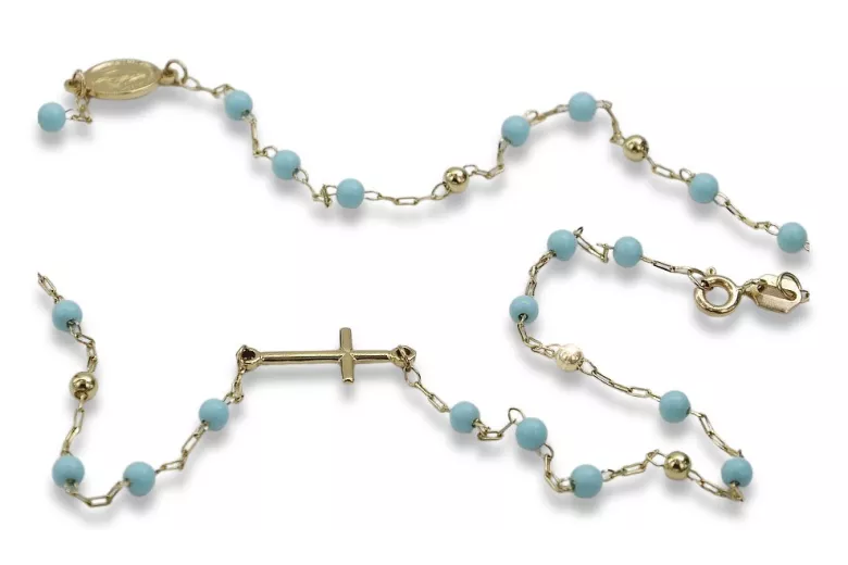 Italian 14k gold rosary turquoise Dolce Gabbana chain rcc007y