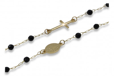 Italian 14k gold rosary onyx Dolce Gabbana chain rcc006y