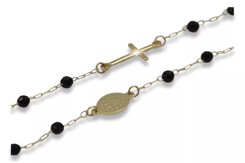 Rosaire italien 14 carats onyx Dolce Gabbana chaîne rcc006y