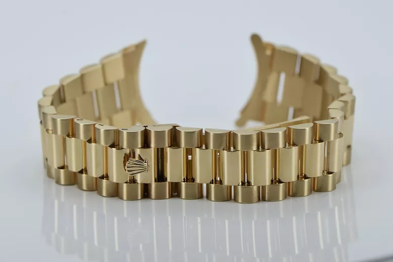 Pulsera de reloj estilo Rolex de oro amarillo de 14k mbw015y