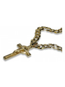 Yellow 14k gold Catholic cross with Elegant chain ctc096y&cc099y