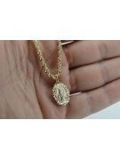 Gold 14k 585 Mother of God virgin Mary medallion pendant & chain Corda pm005y&cc019y