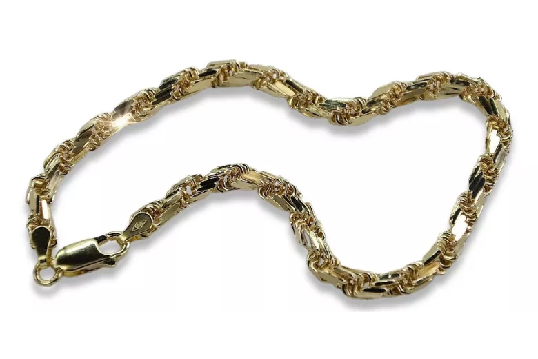 Yellow 14k gold Corda Rope diamond cut bracelet cb038y