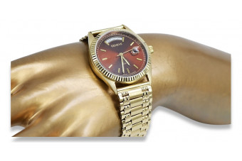 Złoty zegarek z bransoletą męski 14k włoski Geneve mw013ydbr&mbw006y