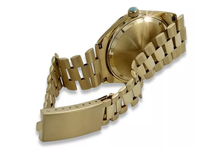 Gold men's watch Geneve ★ zlotychlopak.pl ★ Gold purity 585 333 Low Price!