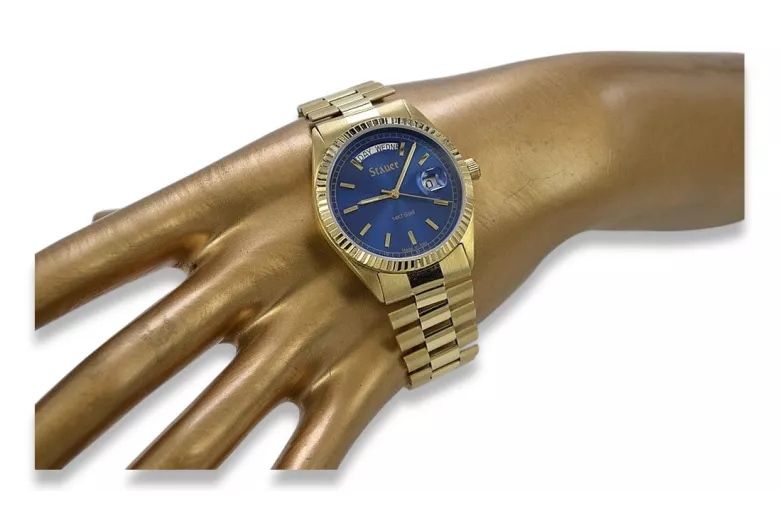 Gold men's watch Geneve ★ zlotychlopak.pl ★ Gold purity 585 333 Low Price!