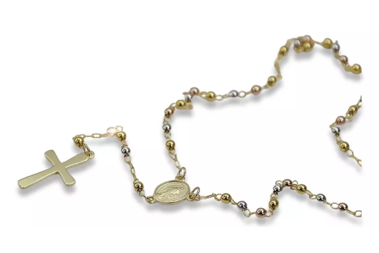 Yellow white rose 14k gold rosary chain rcc004ywr