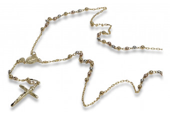 Italian 14k yellow white rose gold rosary chain rcc008ywr