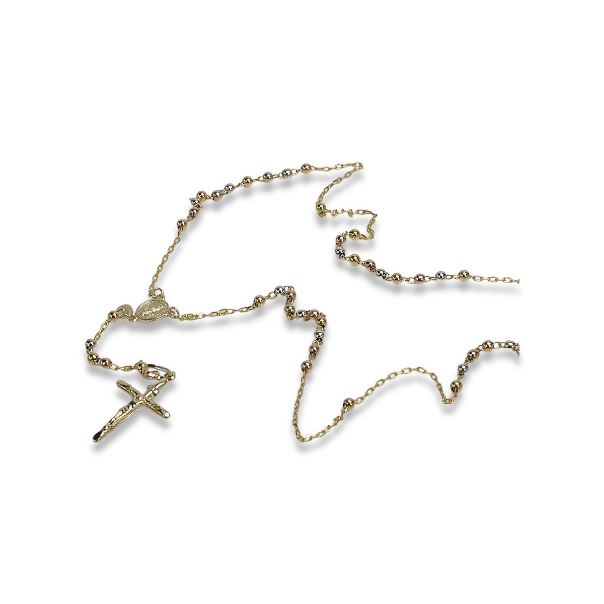 Italian 14k yellow white rose gold rosary chain rcc008ywr