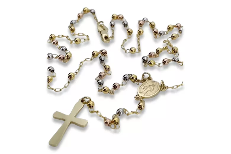 Yellow white rose 14k gold rosary chain rcc004ywr