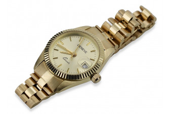 Złoty zegarek damski 14k 585 z bransoletą Geneve w stylu Rolex lw020ydy&lbw009y