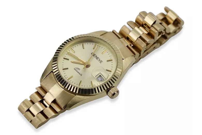 Gold men's watch Geneve ★ zlotychlopak.pl ★ Gold purity 585 333 Low Price!