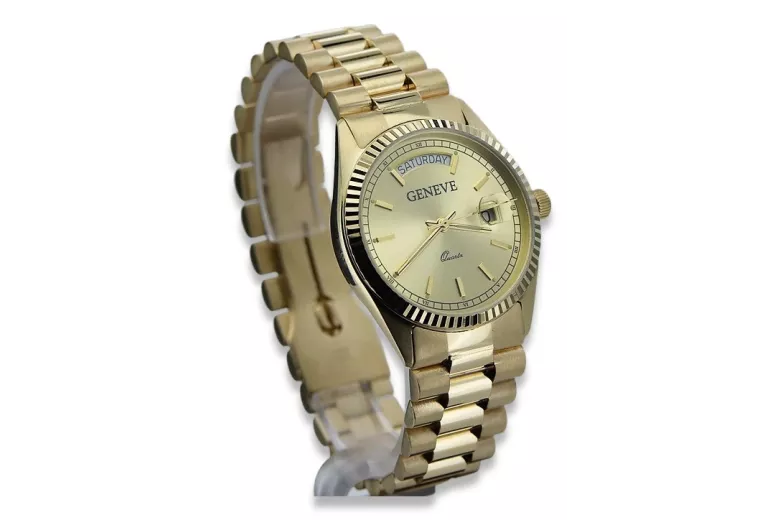 Reloj de oro para hombre Geneve ★ zlotychlopak.pl ★ Pureza de oro 585 333 Precio bajo!