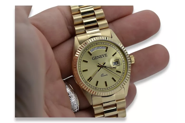 Reloj de oro para hombre Geneve ★ zlotychlopak.pl ★ Pureza de oro 585 333 Precio bajo!