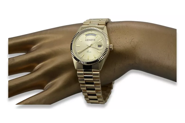 Reloj de oro para hombre Geneve ★ zlotychlopak.pl ★ Pureza de oro 585 333 Precio bajo!