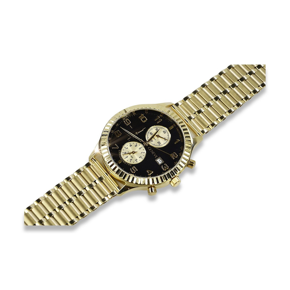 Gold men's watch Geneve ★ zlotychlopak.pl ★ Gold purity 585 333 Low Price!