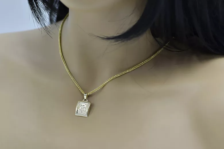 Pendentif en forme d’icône médaillon en or Mary avec chaîne ★ zlotychlopak.pl ★ or 585 333 prix bas