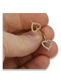 "Original Vintage No Stone 14K Rose Gold Heart Earrings" ven169