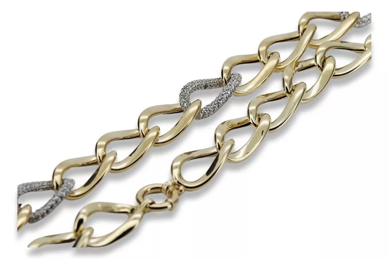 Bracelet fantaisie en or italien jaune et blanc cfb007yw