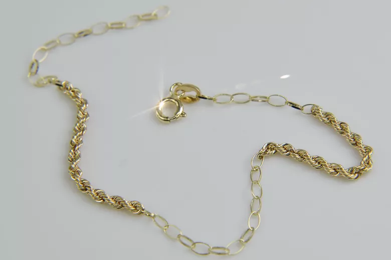 Italian galben 14k aur New Rope diamant tăiat brățară cfb016y